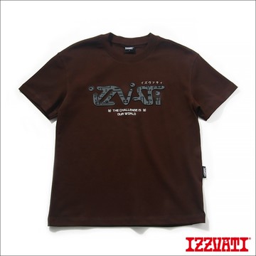 IZZVATI-立體電路印花短T-咖啡