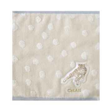 日本 鵝黃貓咪點點手帕 約25×25cm (JN499-250)
