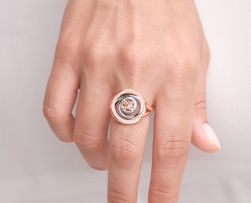 摩根石螺旋求婚訂婚鑽石戒指套裝 14k金圓環新娘結婚2合1戒指指環