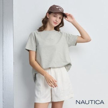 Nautica 官方旗艦 女裝 簡約Logo短袖T恤-灰色