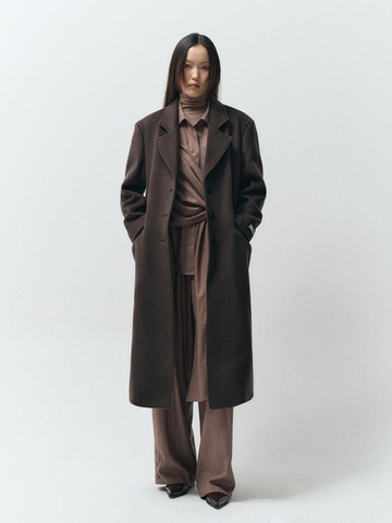 BASIC SINGLE LONG COAT, BROWN