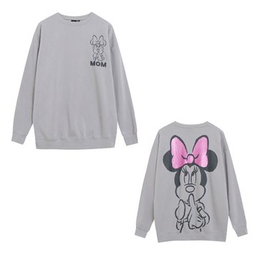 落肩大版~外貿春秋季卡通前后印花長袖圓領衛衣女 寬松顯瘦休閑潮