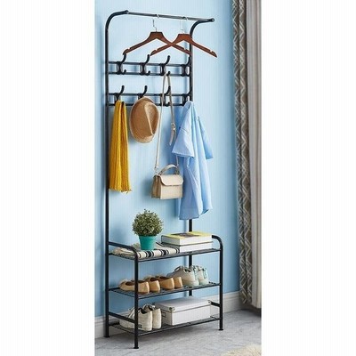 ハンガーラック スリム おしゃれ 洋服掛け フック付き 3段棚付き 帽子 コート掛け 組立簡単 衣類 収納 ラック 洋服 ハンガーポール 省スペース 多機能 玄関 部屋 通販 Lineポイント最大get Lineショッピング