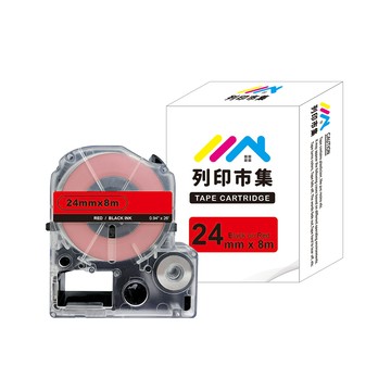 printermall for EPSON LC-6RBP / LK-6RBP 紅底黑字 / 24mmx8m 副廠 相容標籤帶
