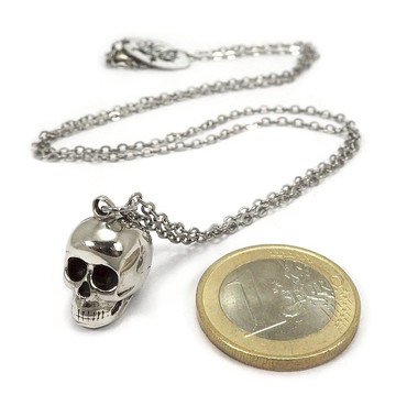 白青銅迷你骷髏項鍊。