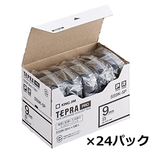 キングジム テプラPRO テープカートリッジ エコパック 白ラベル 9mm SS9K-5P×24個入り（SS9K 120個） SS9K-120P