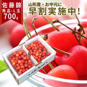 2024年6月下旬 先行早割 さくらんぼ 佐藤錦 700g(350g×2) 山形県産 ２Ｌ Ｌ 秀品 送料無料 お中元 産地直送 化粧箱入 ※四国九州沖縄送