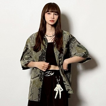 美式 Vintage復古扎染印花襯衫