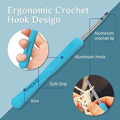 編み物 セット |Aeelike かぎ針編みフックセット 9個 かぎ針編みフック 人間工学ソフトグリップ アルミニウムかぎ針フック 2mm(B)