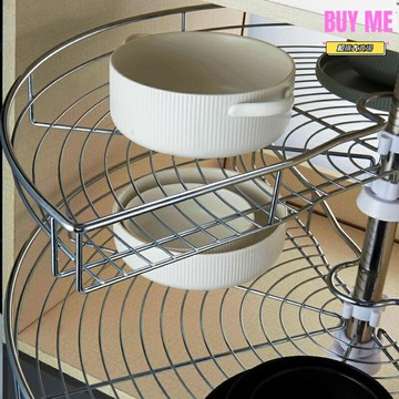 【180度旋轉】櫥櫃拉籃 轉角拉籃 飛碟拉籃 廚房置物架 雙層收納 鍋具儲物籃 270度開合 櫥櫃小怪物 轉角空間利用