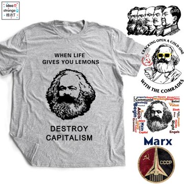 When  Marx Gives you Lemons卡爾馬克思主義男女青年純棉短袖T恤