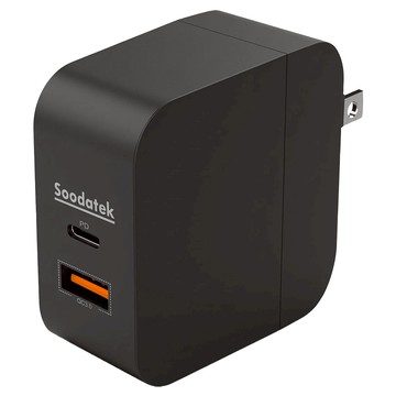 Soodatek 45W PD+QC 雙孔充電器 58 x 27 x 57.9mm  黑色  1個
