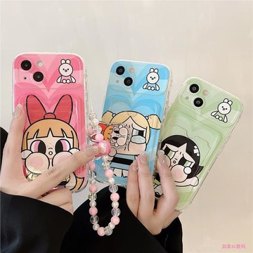 可愛飛天小女警卡套適用iphone16Promax手機殼蘋果14pro創意卡通13女12新款15pro硅膠插卡軟殼