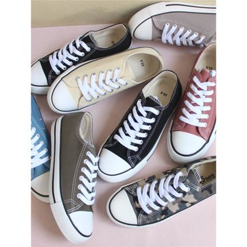 新外貿原單日單帆布鞋舒適女鞋簡單時尚低幫學生鞋經典款系帶休閑