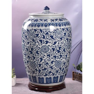 景德鎮陶瓷米缸米桶水油缸50斤100斤 家用裝米箱帶蓋密封防潮防蟲
