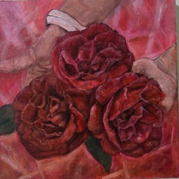 壓克力畫/丙烯藝術/手繪裝飾掛畫30×30【在時間裡開花】