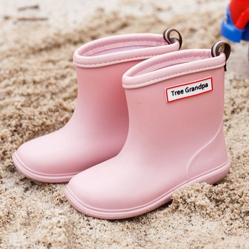 treegrandpa - 兒童素色雨鞋-粉色