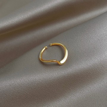 不規則扭曲金屬戒指女氣質簡約素圈高級感開口可調節食指指環