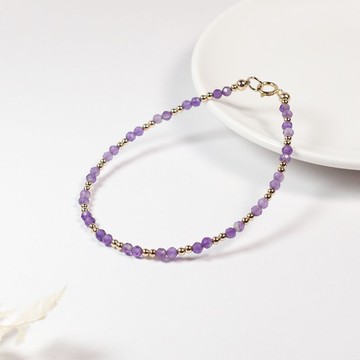 二月誕生石 紫水晶 l 智慧 × 人緣 × 招財 l 美國14KGF極細手鍊