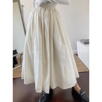 FlowGaga有點兒仙高弧度松緊腰米白色高腰蓬蓬裙半身裙
