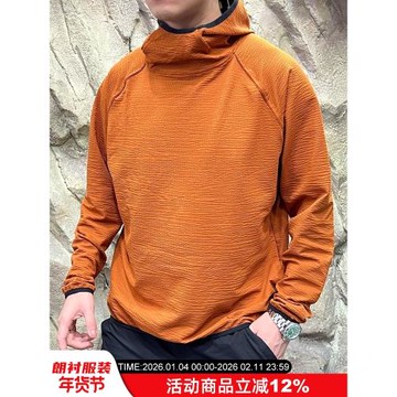 輕量泡泡紗肌理戶外薄款速干面料情侶款寬松運動連帽衛衣