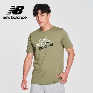 【New Balance】 NB 漸層NB吸濕排汗短袖上衣_男性_綠色_MT41071DEK