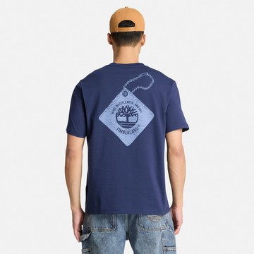 Timberland 男款海軍藍鞋吊牌圖案短袖T恤｜A2DPEAIH