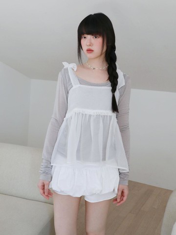 ORGANZA RIBBON BLOUSE [WHITE]