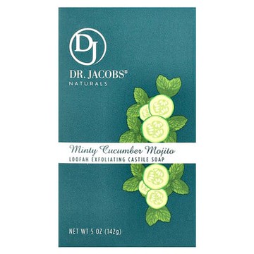 Dr. Jacobs Naturals, 絲瓜絡去角質卡斯蒂利亞塊皂，薄荷黃瓜莫吉托，5 盎司（142 克）