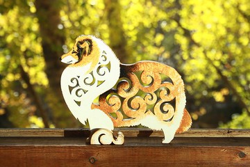 小牧羊犬，蘇格蘭牧羊犬，木頭小雕像