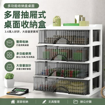 多功能收納盒桌面 桌面收納 3.6萬人好評 桌面收納盒多層抽屜式大容量收納辦公室透明置物架學生宿舍防塵盒 宿舍臥室好物