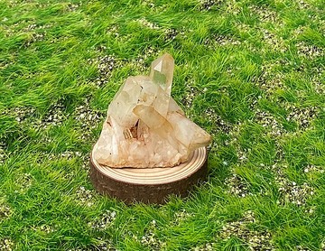 天然原礦招財黃 黃皮小白水晶簇 白水晶 療癒 開運 消磁淨化
