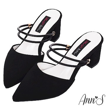 Ann’S時尚關係-雙穿法粗跟尖頭鞋-黑