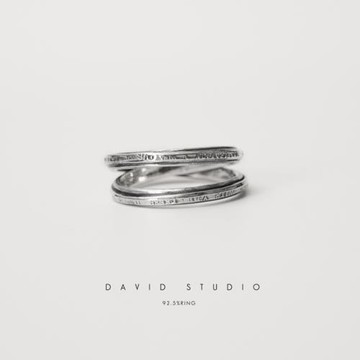 David studio 小眾先鋒 暗黑英文刻面 925純銀戒指男女同款 潮
