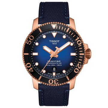 Tissot 天梭Seastar海星系列 動力80陶瓷潛水腕錶-43mm/藍金