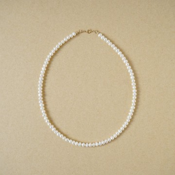 小顆馬鈴薯形狀淡水珍珠項鍊 4-5mm 全 14KGF 40cm
