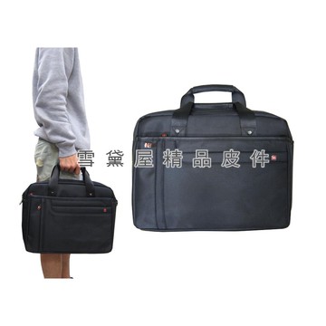 over-land 文件包中型容量二層主袋口設計手提肩背可斜側背防水尼龍布+皮革可放a4資料夾