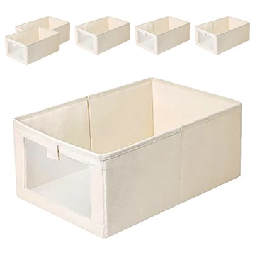 C387棉麻收納盒 2個  米色  35.0 x 20 x 15cm  3組