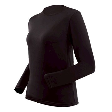 LUXURY Graphene 女款石墨烯極上磨毛蓄熱衣 簡約圓領 舒適袖口 彈力材質  M-L  黑色