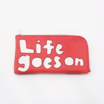 CowLeather LongWallet [life goes on]（紅色）18×9/wallet/wl001life