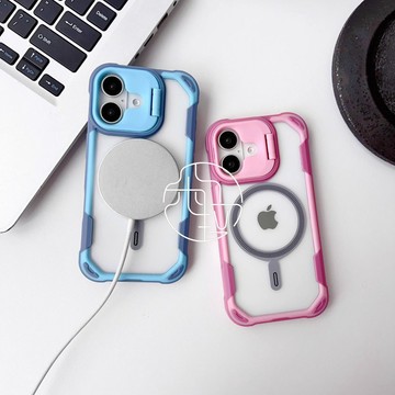 撞色 鏡頭支架殼 磁吸充電 適用 蘋果 iPhone 17 16 15 14 手機殼 13 12 Promax 保護殼