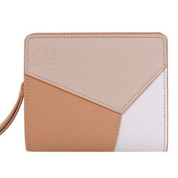 LOEWE PUZZLE 撞色拼接品牌Anagram標誌零錢短夾.暖沙色
