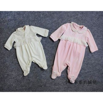 新款 天鵝絨寶寶哈衣嬰兒連體衣爬服 滿月百日天鵝絨禮服公主哈衣