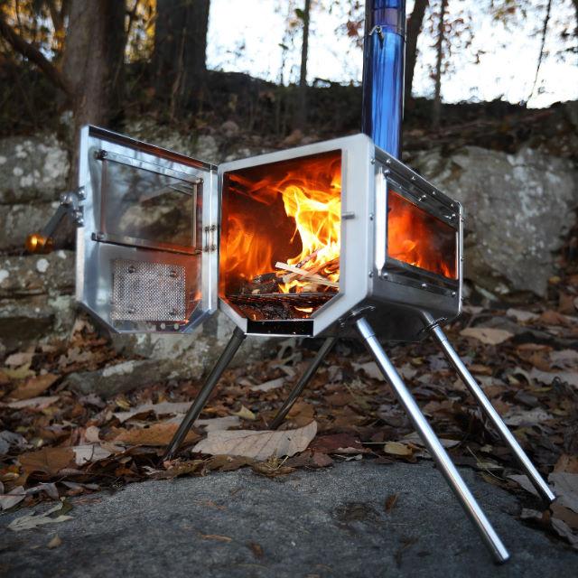 ワークタフストーブ380 両面ガラス WORK TUFFSTOVE380 薪ストーブ キャンプストーブ 冬キャンプ テントストーブ おしゃれ 大型窓ガラス 炎が見える 収納袋付