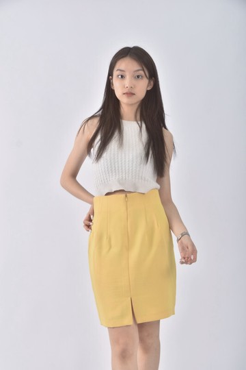 (S) ta jia質感黃色短裙