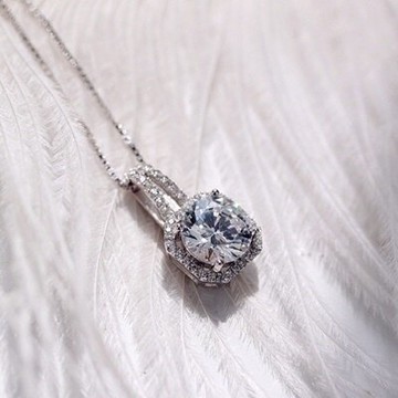 925純銀項鍊 鑲鑽吊墜-時尚耀眼簡約百搭母親節情人節生日禮物女飾品73gj1【獨家進口】【米蘭精品】