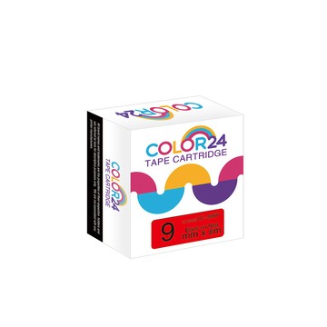 Color24 for EPSON LC-3RBP / LK-3RBP 紅底黑字  相容標籤帶 (寬度9mm)