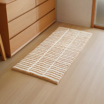 日本霜山 簡約條紋風防滑絨面地墊/床邊毯(50x120cm)