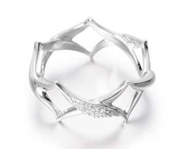 純銀交叉戒指 個性925銀飾寬版戒指 創新純銀戒指 質感鑽石銀戒