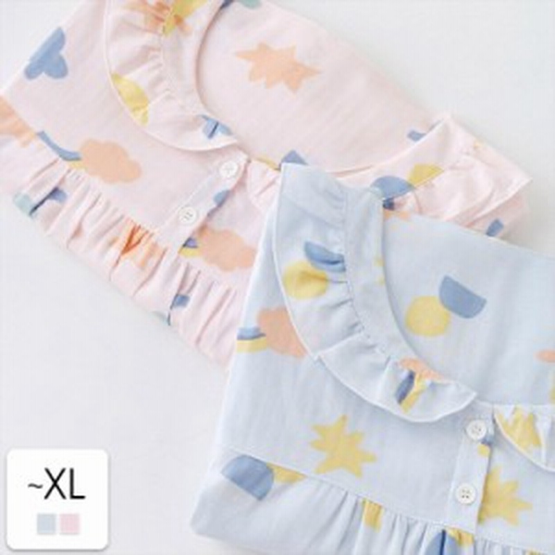 ナイトウェア ルームウェア パジャマ 部屋着 レディース リラックスウェア ワンピース 半袖 柄 ピンク ブルーホテルライク ナチュラルテ 通販 Lineポイント最大get Lineショッピング